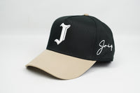"J" Signature Snapback Hat (BLACK/KHAKI)