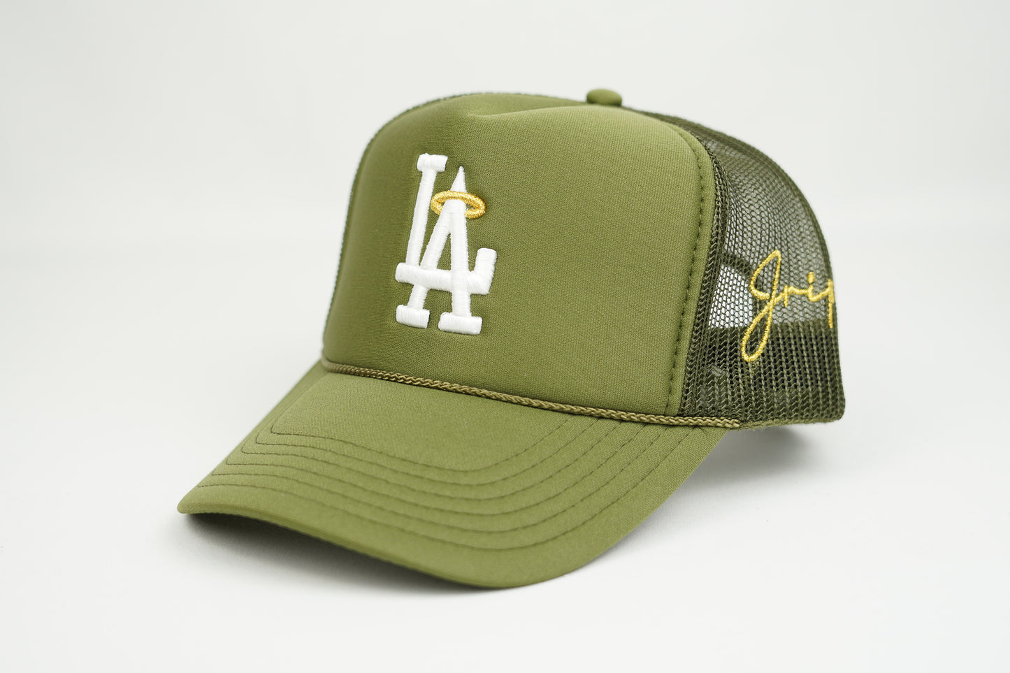 LA Halo Trucker Hat (OLIVE GREEN)