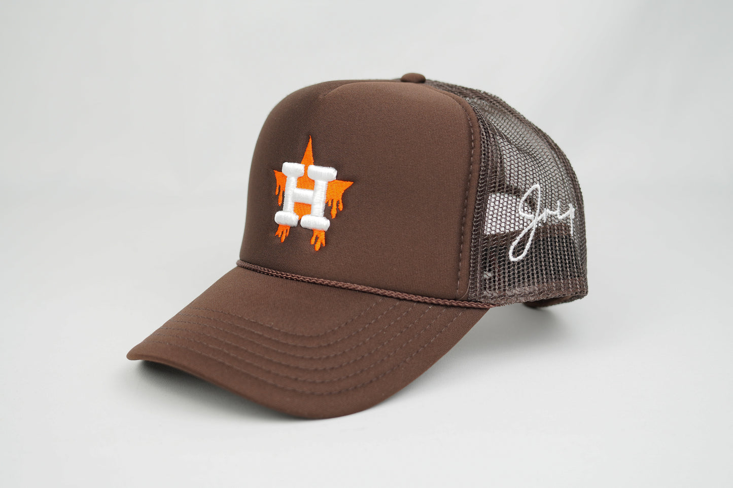H-Town Dripping Trucker Hat (BROWN)