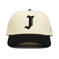 "J" Signature Snapback Hat (CREAM/BLACK)