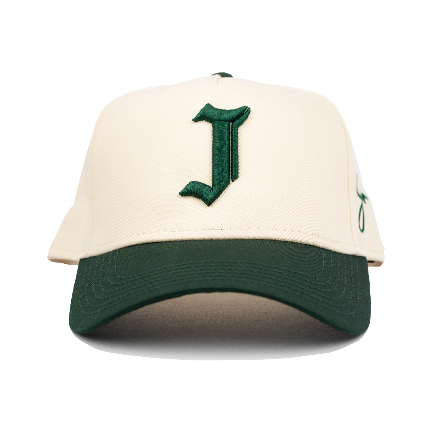"J" Signature Snapback Hat (CREAM/GREEN)