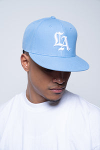 OLD ENGLISH LA FITTED HAT (LIGHT BLUE)