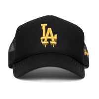 LA Gold Dripping Trucker Hat (BLACK)