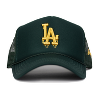 LA Gold Dripping Trucker Hat (GREEN)