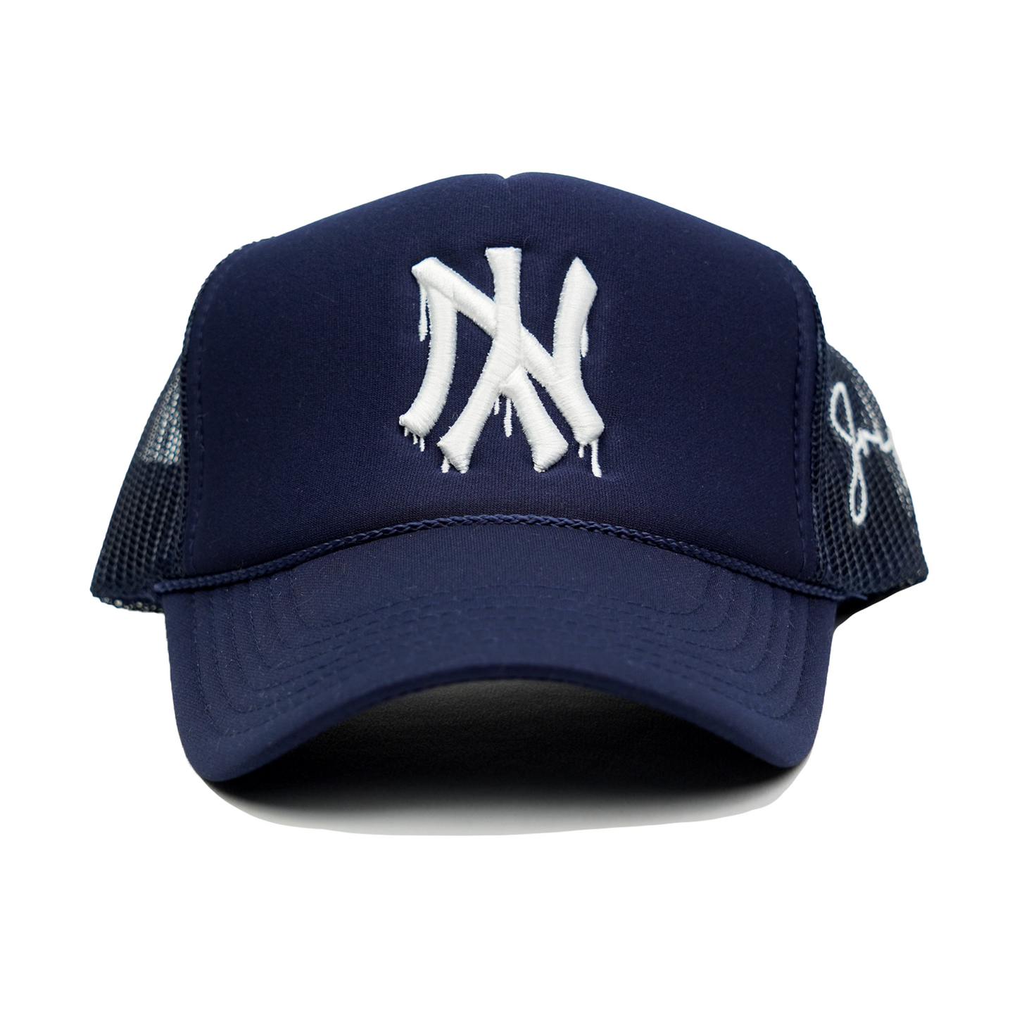 NY Dripping Trucker Hat (NAVY)