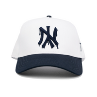 NY Dripping Snapback Hat (WHITE/NAVY)