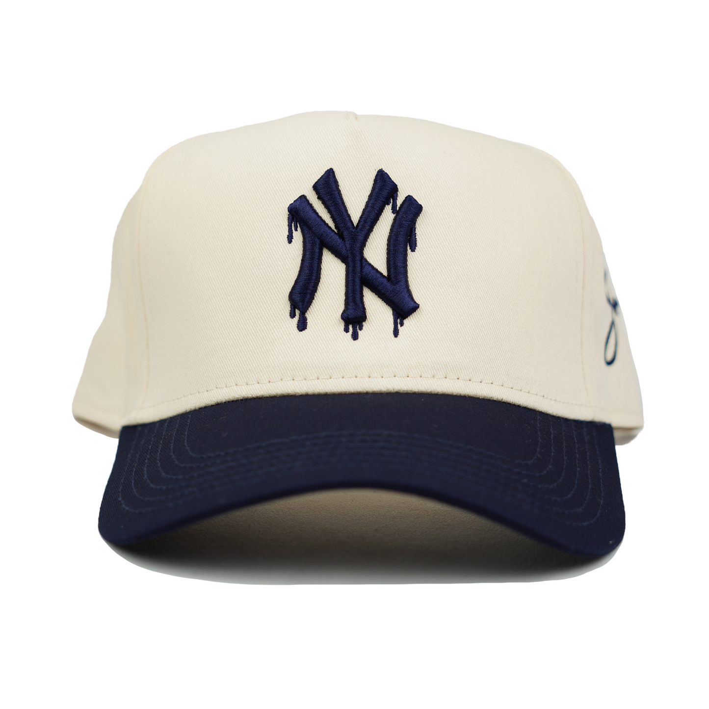 NY Dripping Snapback Hat v2 (CREAM/NAVY)