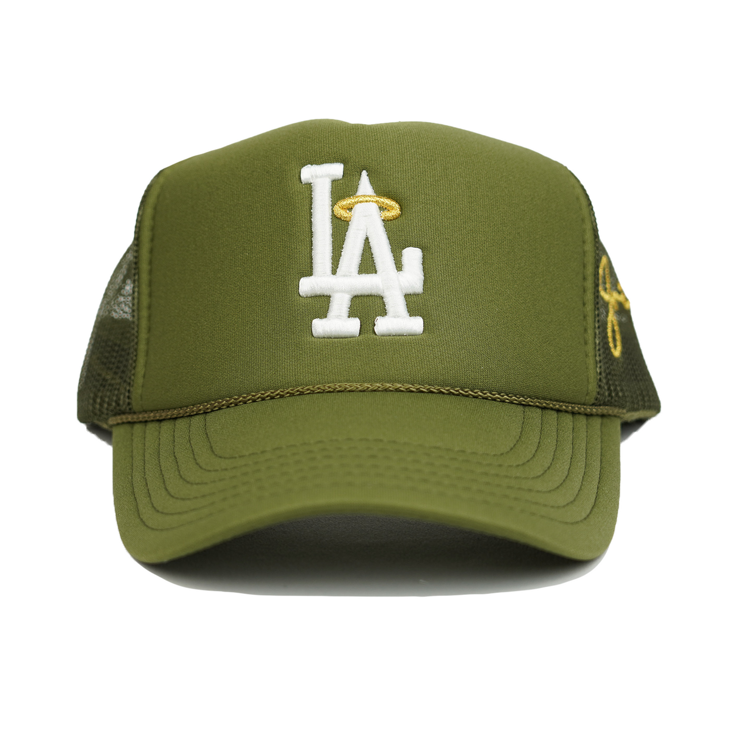 LA Halo Trucker Hat (OLIVE GREEN)