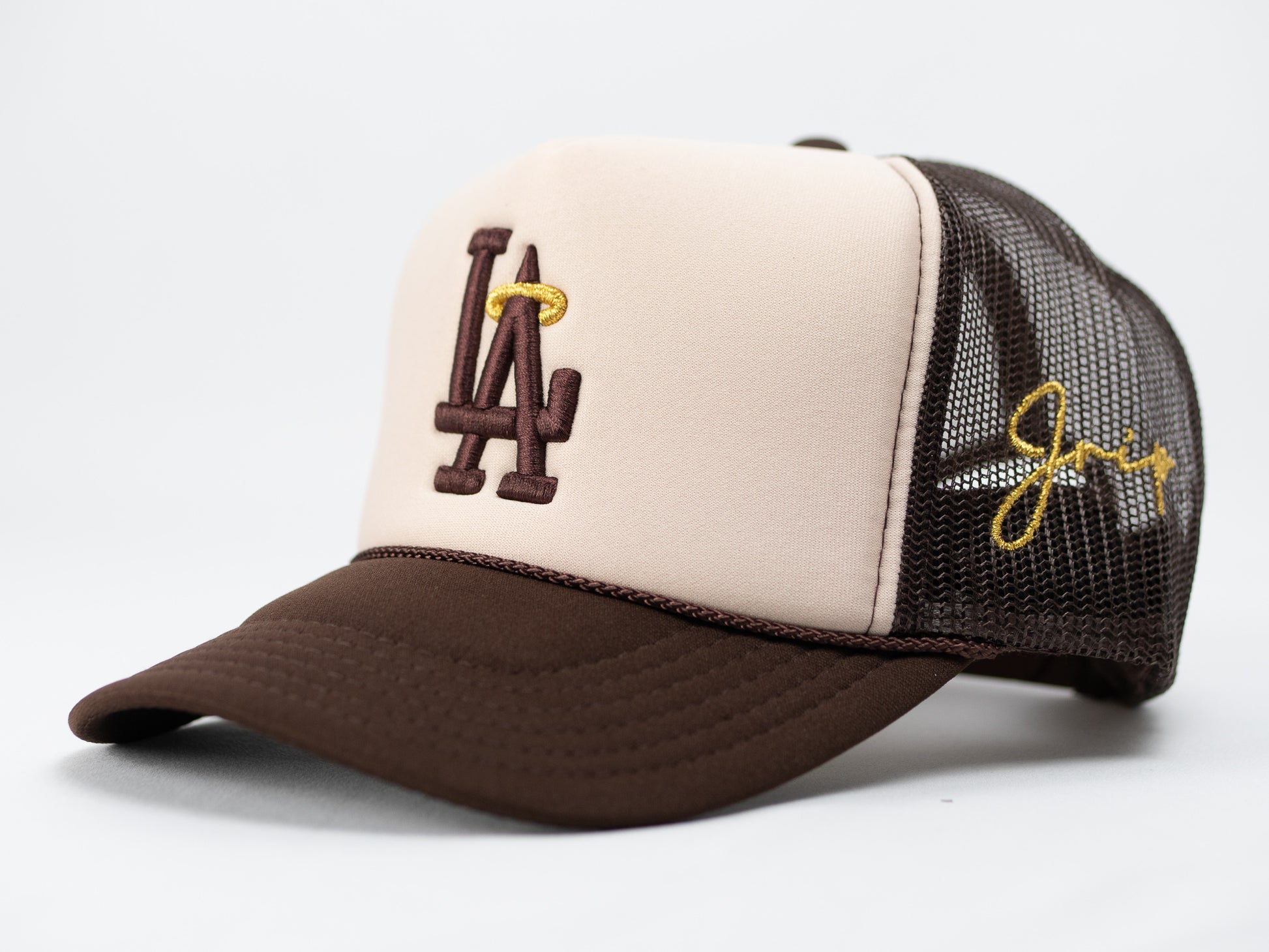 LA Halo Trucker Hat (BROWN/TAN) – JRIP LA