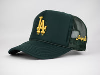 LA Gold Dripping Trucker Hat (GREEN)