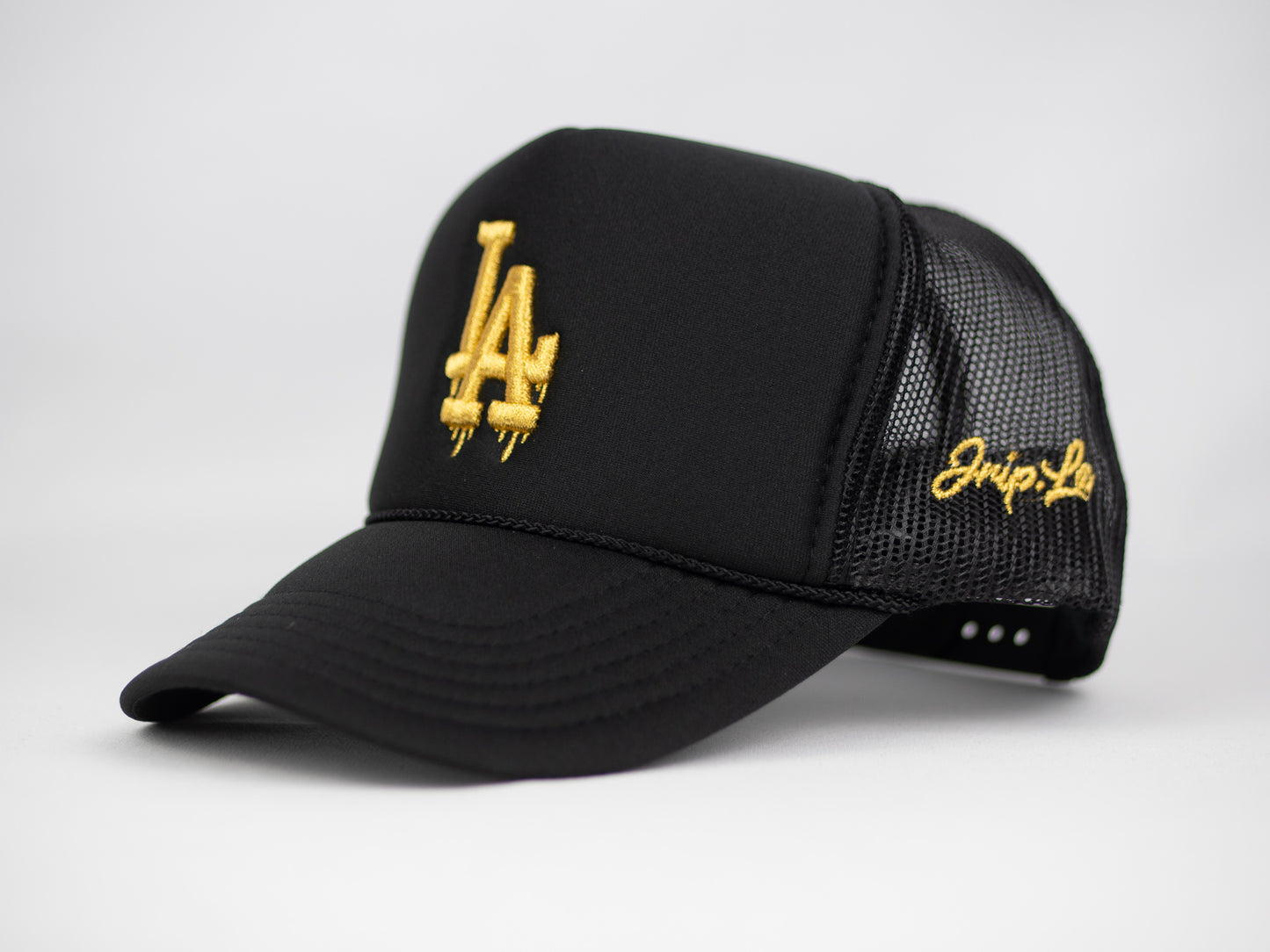 LA Gold Dripping Trucker Hat (BLACK)
