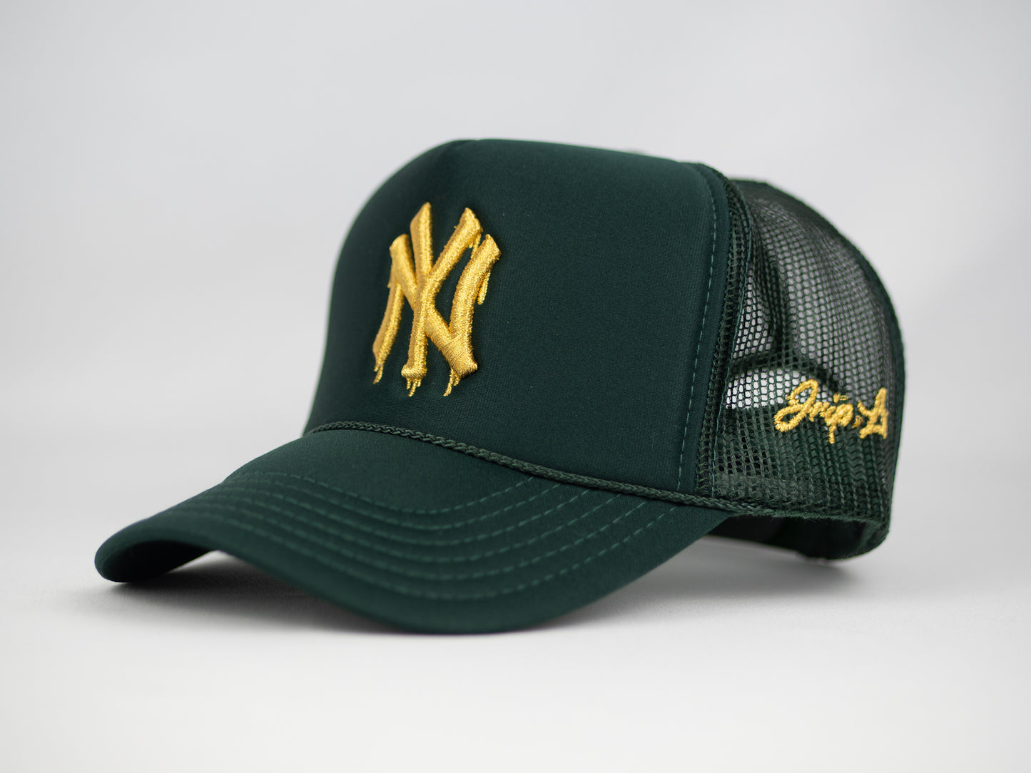 NY Gold Dripping Trucker Hat (GREEN)