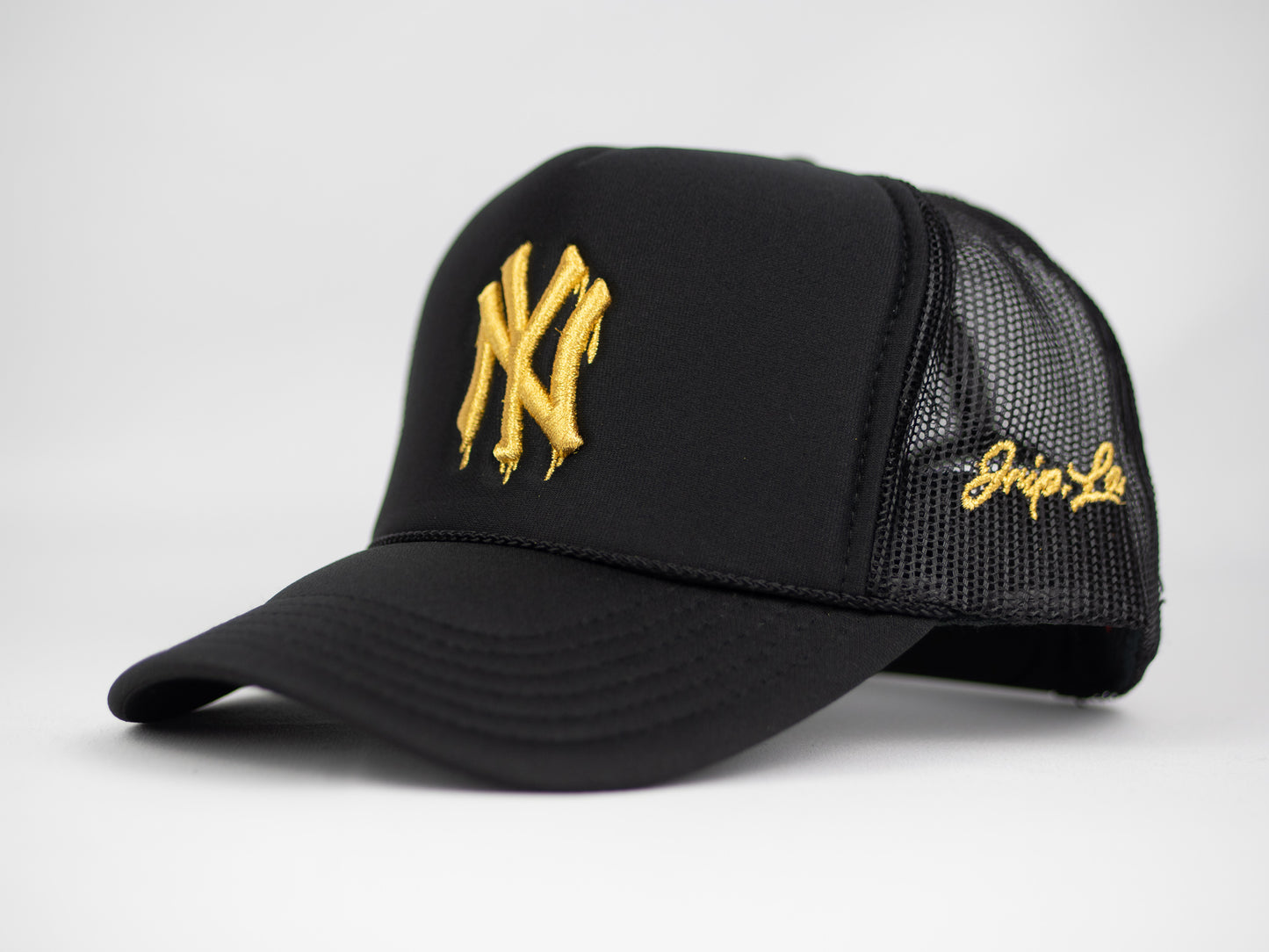 NY Gold Dripping Trucker Hat (BLACK)