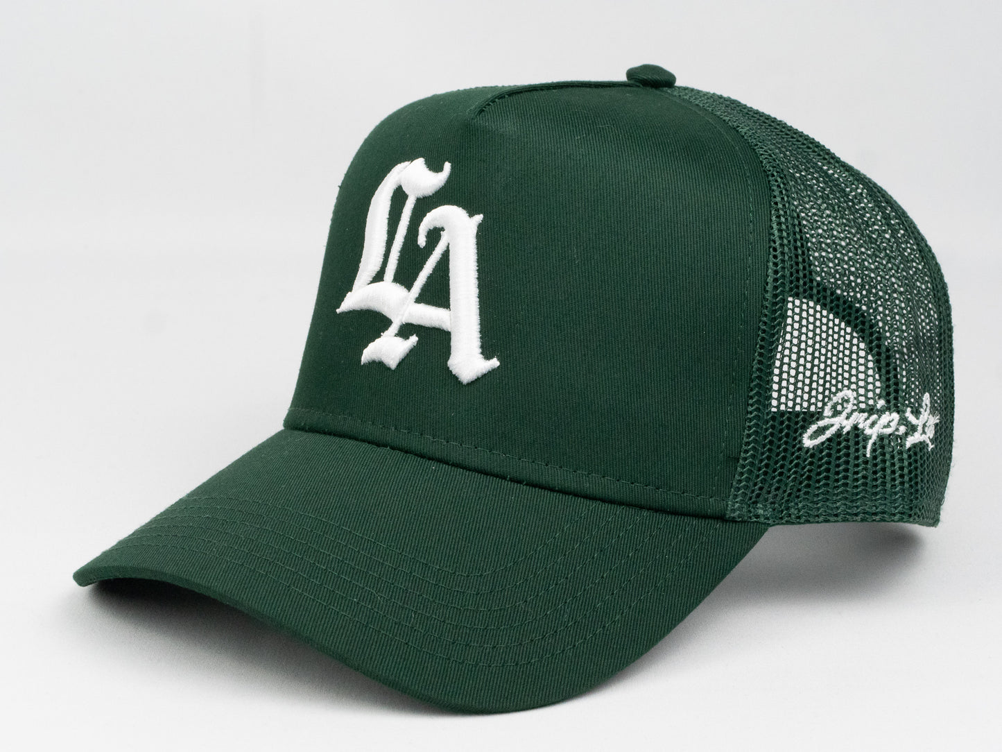 Old English LA Structured Trucker Hat (GREEN)