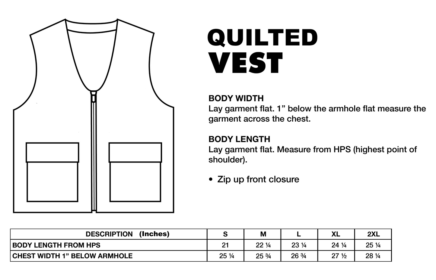 Quilted Zip-Up Vest (BLACK)