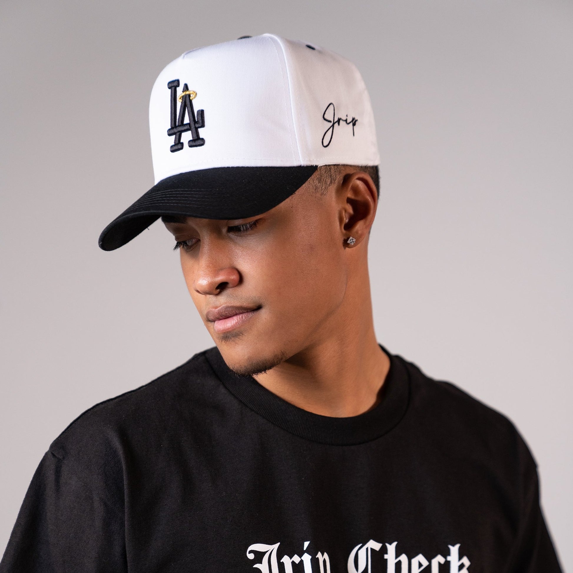 2 Tone White/Black Brim Hat